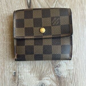 LOUIS VUITTON Damier Ebene Elise Wallet w COA